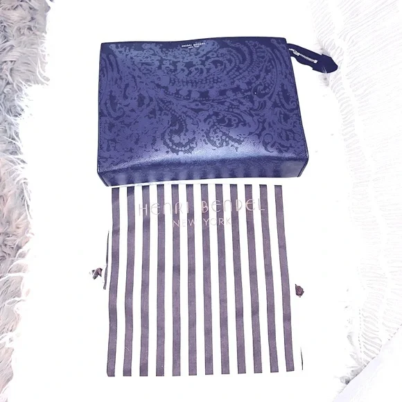 Henri Bendel EXCLUSIVE Luxury WEST 57th Damask Saffaino Leather Clutch